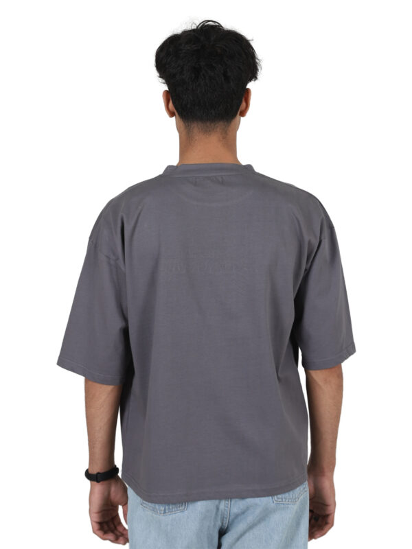 Relaxed Fit Grey T-Shirt with Stylish Puff Print - Image 3