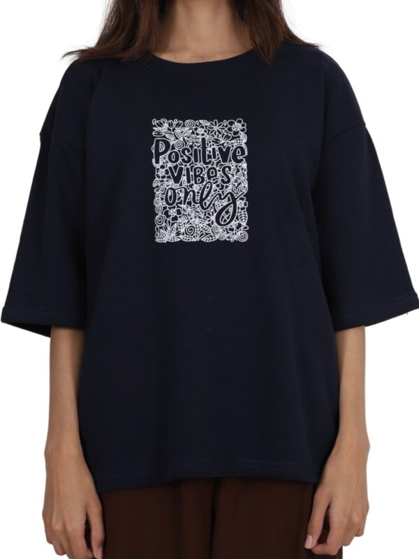 Unisex Oversized Navy Blue T-Shirt - Image 2