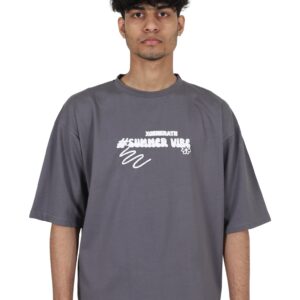 Relaxed Fit Grey T-Shirt with Stylish Puff Print