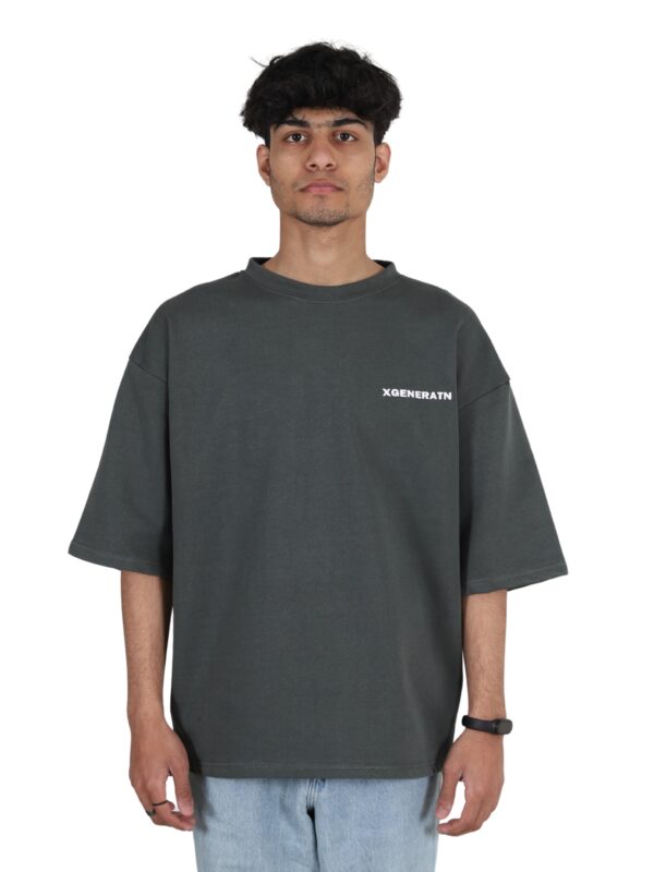 Olive Green Oversized T-Shirt with Rough patchwork